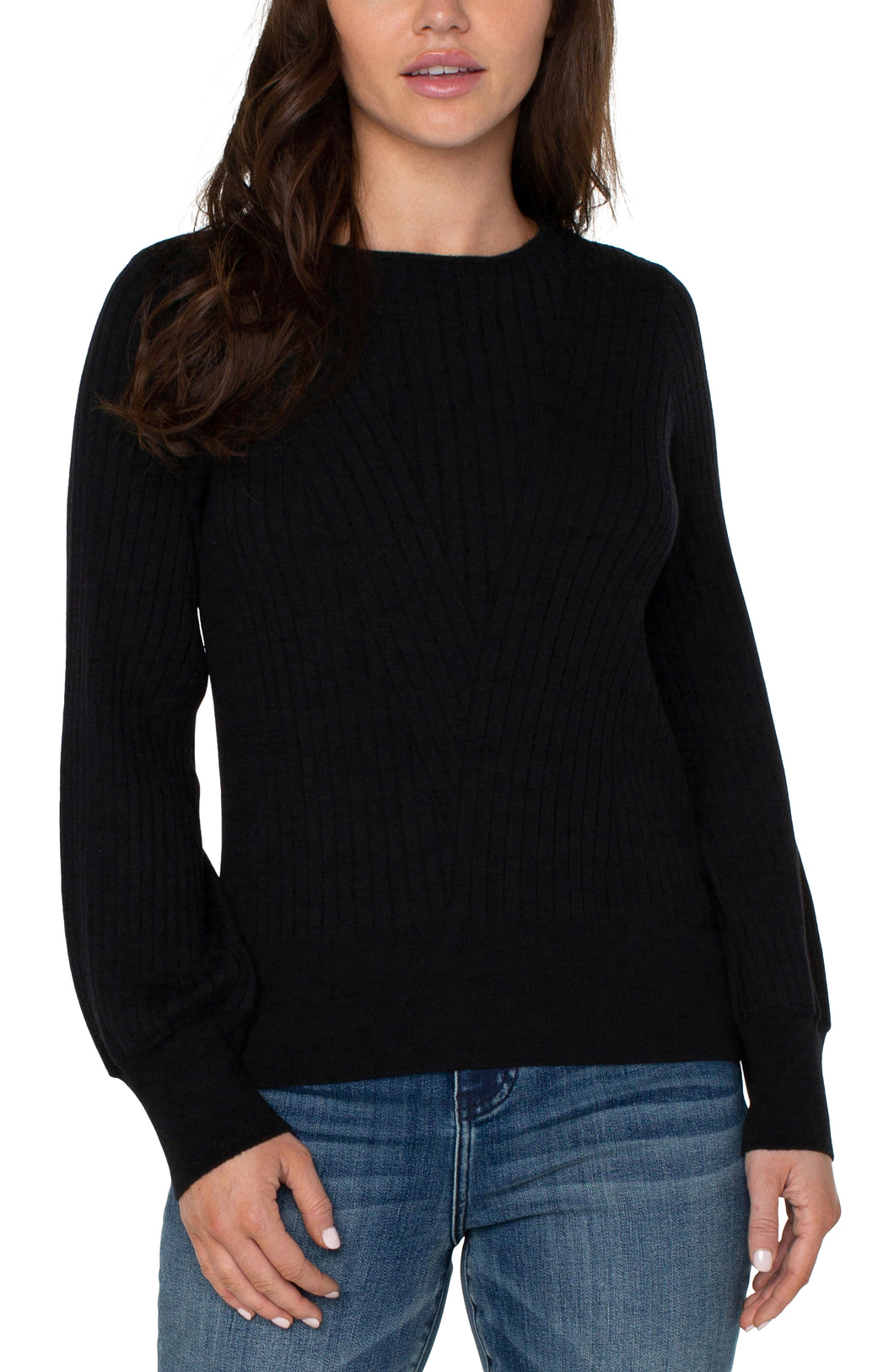 Long Sleeve Ribbed Crew Neck Sweater