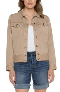 Trucker Jacket with Elastic Back Waist