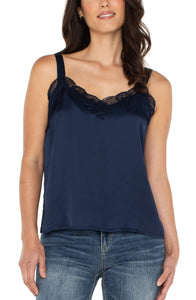 Satin Tank Lace Trim