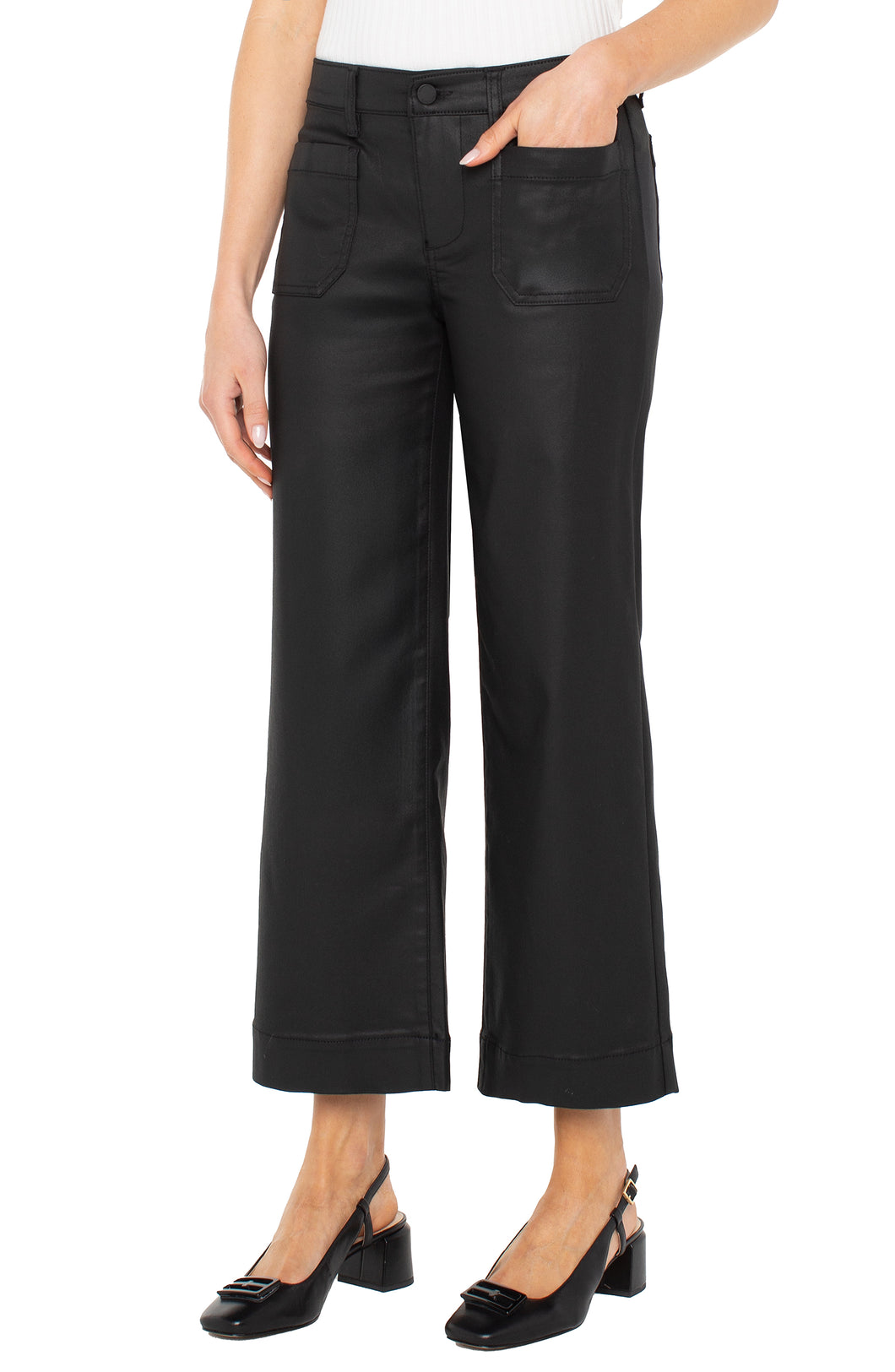 Coated Cropped Wide Leg