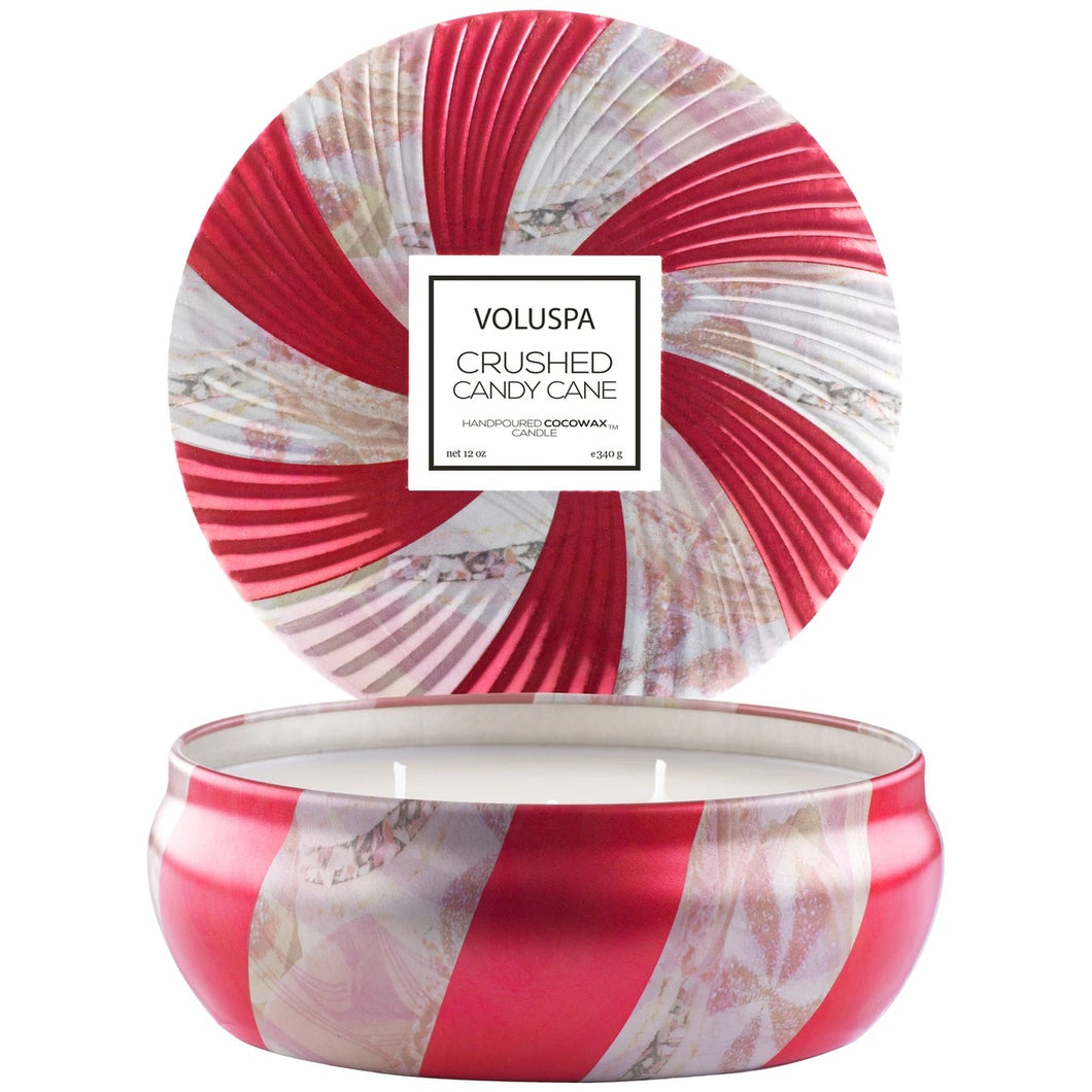 Crushed Candy Cane 3 Wick Tin